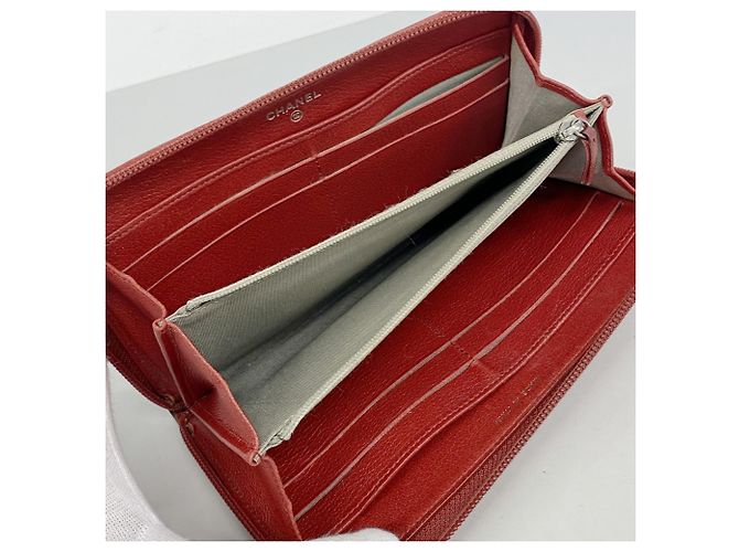 Chanel Red Leather Long Wallet - view 3