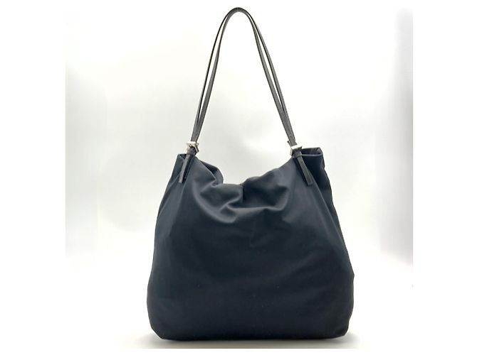 Borsa tote Fendi nera in pelle e cotone Nero - vista 4