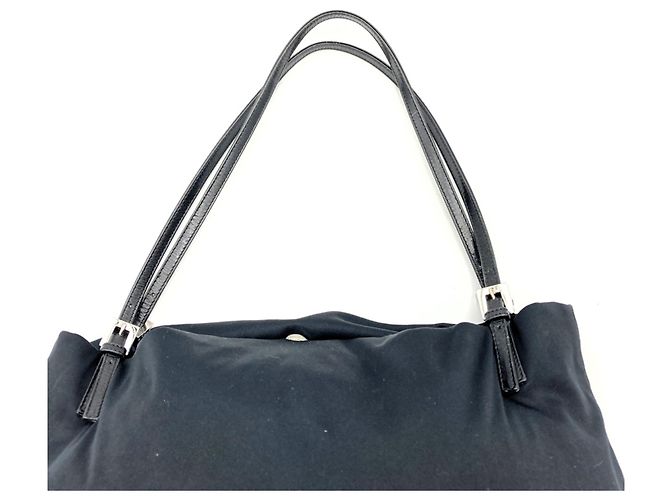 Borsa tote Fendi nera in pelle e cotone Nero - vista 5