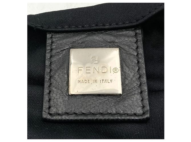 Borsa tote Fendi nera in pelle e cotone Nero - vista 7