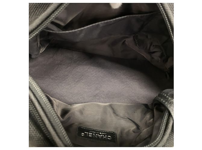 Chanel Paris Biarritz Canvas Schultertasche Schwarz - Ansicht 4