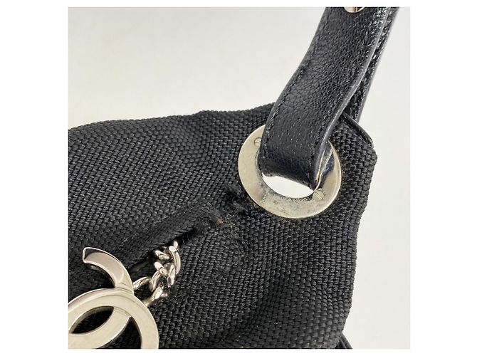 Chanel Paris Biarritz Canvas Schultertasche Schwarz - Ansicht 8