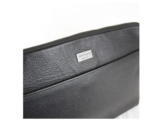 Clutch in pelle Salvatore Ferragamo Nero Bianco - vista 6