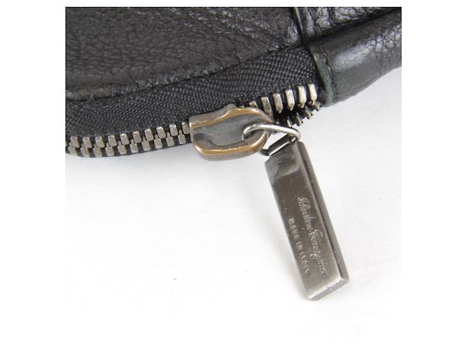 Clutch in pelle Salvatore Ferragamo Nero Bianco - vista 7