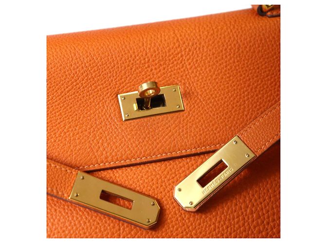 Hermès Borsa Hermes Kelly 32 in pelle Togo Arancione - vista 13