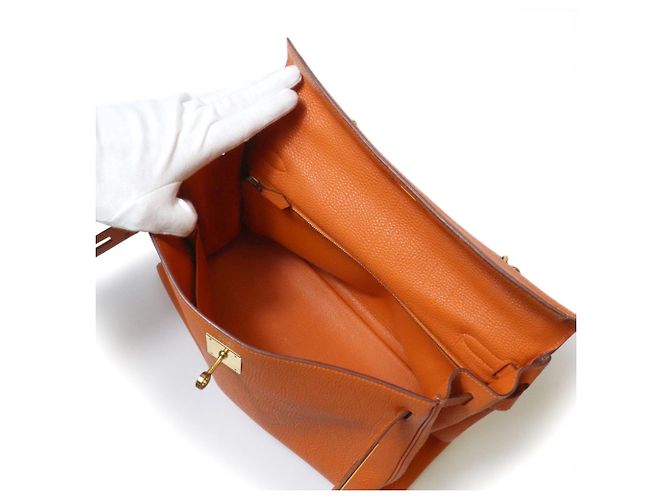 Hermès Borsa Hermes Kelly 32 in pelle Togo Arancione - vista 16