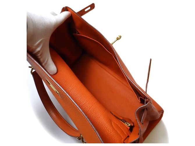 Hermès Borsa Hermes Kelly 32 in pelle Togo Arancione - vista 17