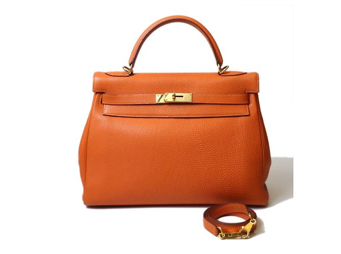 Hermès Borsa Hermes Kelly 32 in pelle Togo Arancione - vista 2