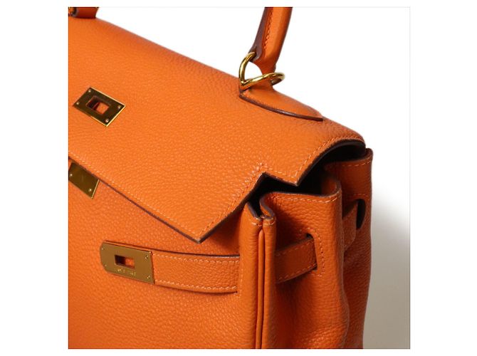 Hermès Borsa Hermes Kelly 32 in pelle Togo Arancione - vista 25
