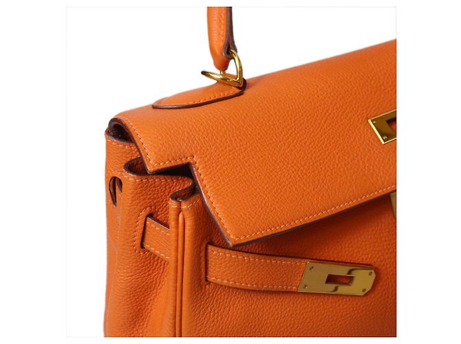 Hermès Borsa Hermes Kelly 32 in pelle Togo Arancione - vista 27