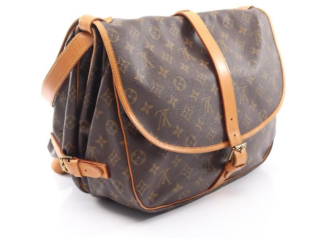 Borsa a Spalla Louis Vuitton Saumur 35 Monogram Marrone - vista 2