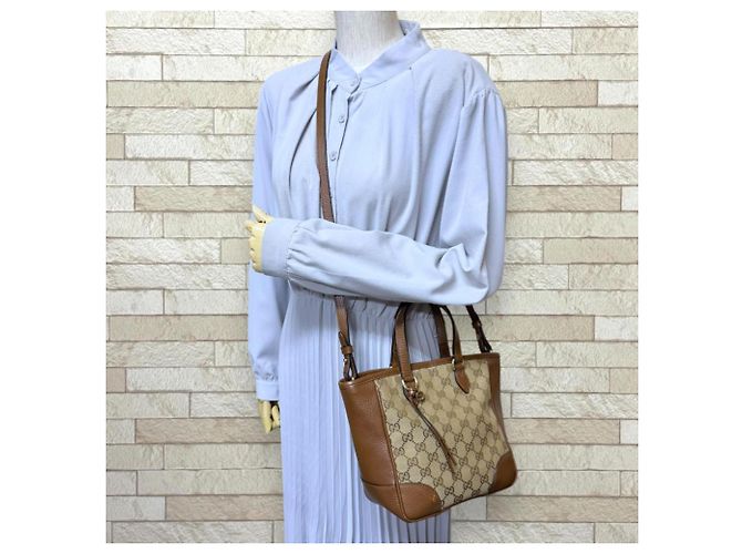 Borsa Gucci GG Canvas Beige Marrone - vista 2