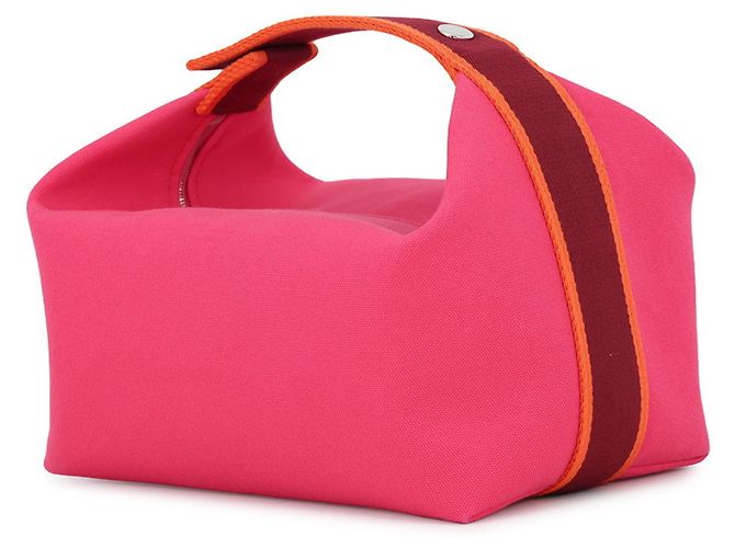 Hermès Hermes Bride-à-Black GM Hibiscus Canvas Handbag Pouch Rot - Ansicht 2