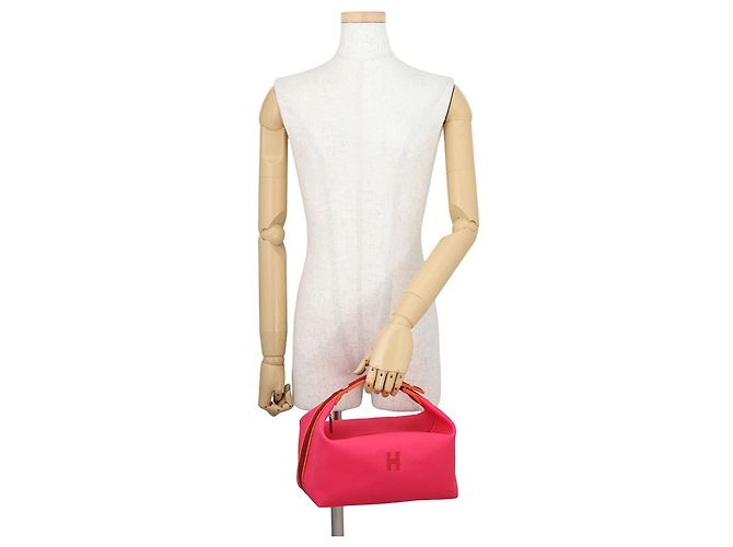 Hermès Hermes Bride-à-Black GM Hibiscus Canvas Handbag Pouch Rot - Ansicht 4
