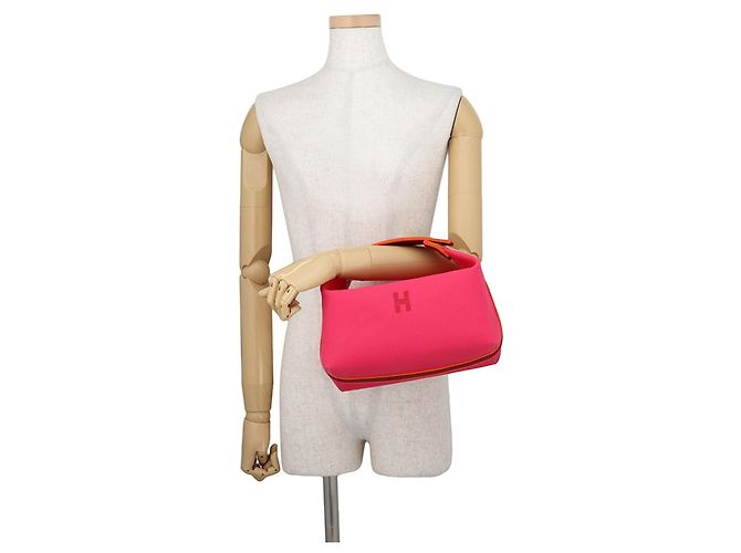 Hermès Hermes Bride-à-Black GM Hibiscus Canvas Handbag Pouch Rot - Ansicht 5