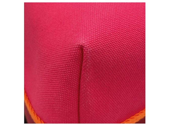 Hermès Hermes Bride-à-Black GM Hibiscus Canvas Handbag Pouch Rot - Ansicht 8
