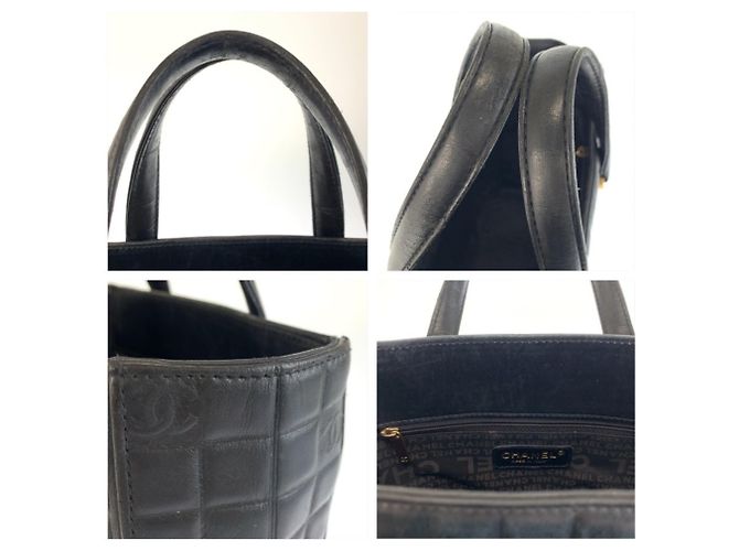 Borsa Tote Chanel Icon Chocolate Bar in pelle nera Nero - vista 5
