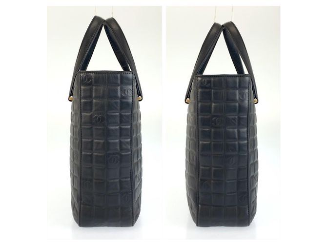 Borsa Tote Chanel Icon Chocolate Bar in pelle nera Nero - vista 7