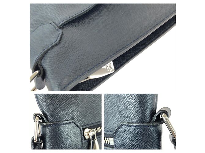 Borsa a tracolla Louis Vuitton Taiga Sasha Navy Leather Blu navy - vista 6