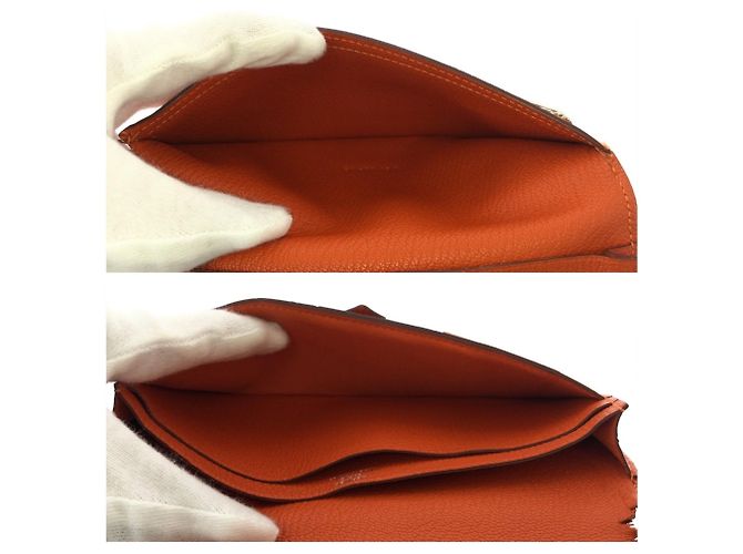 Hermès Cartera Hermes Bearn Soufflé Orange Naranja - vista 10