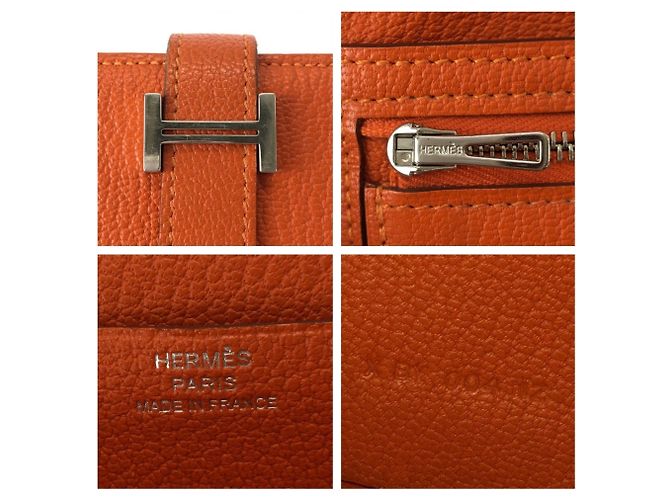 Hermès Cartera Hermes Bearn Soufflé Orange Naranja - vista 7
