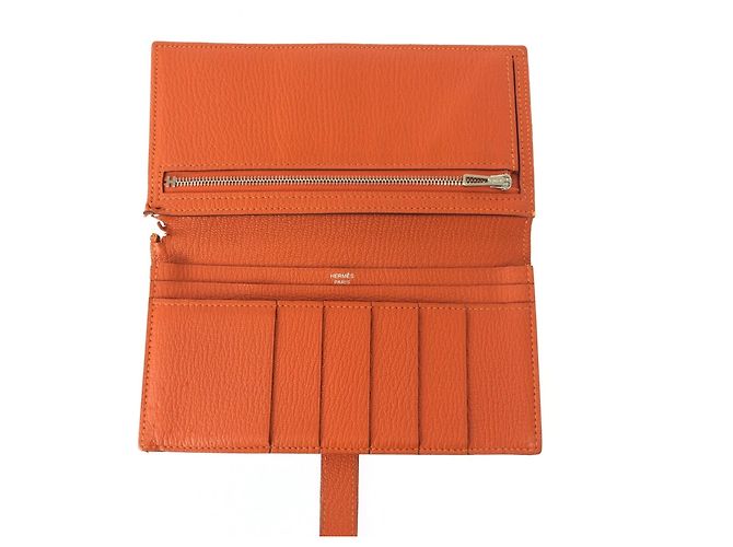 Hermès Cartera Hermes Bearn Soufflé Orange Naranja - vista 8