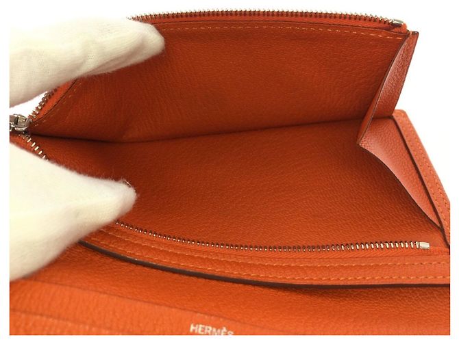 Hermès Cartera Hermes Bearn Soufflé Orange Naranja - vista 9