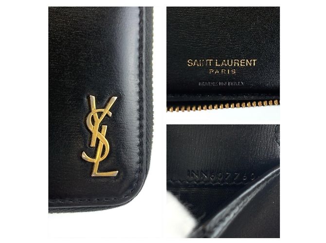Yves Saint Laurent Tiny Leder-Bifold-Geldbörse in Schwarz - Ansicht 3