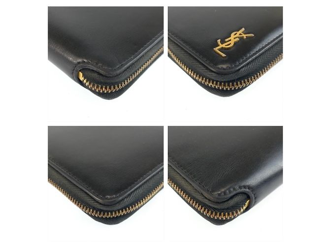 Yves Saint Laurent Tiny Leder-Bifold-Geldbörse in Schwarz - Ansicht 7