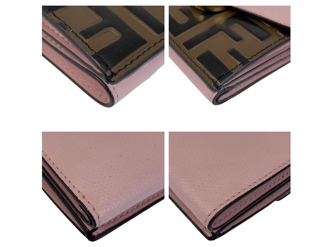 Fendi Zucca F Leather Folding Wallet Brown Pink - view 3
