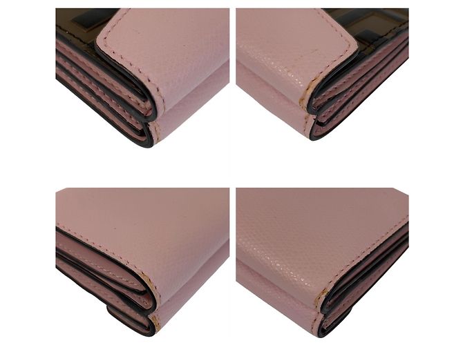Fendi Zucca F Leather Folding Wallet Brown Pink - view 4