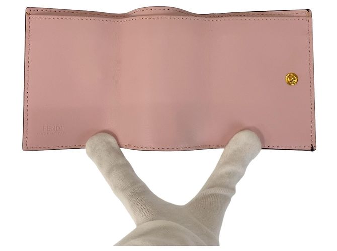 Fendi Zucca F Leather Folding Wallet Brown Pink - view 6