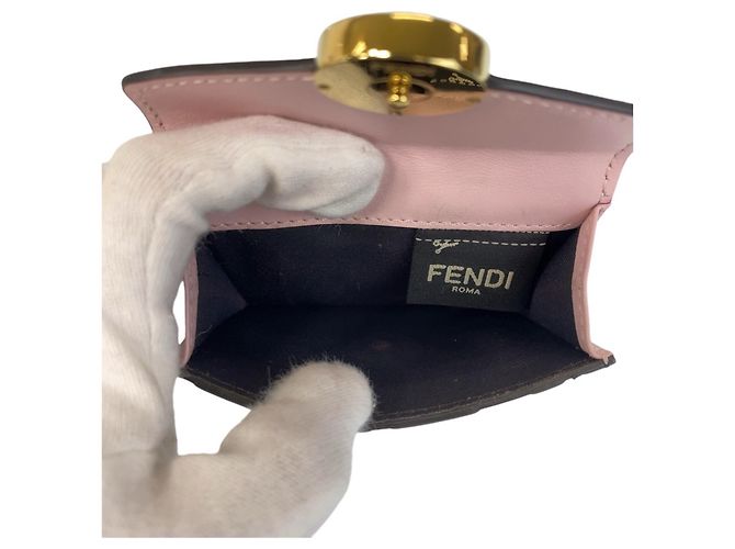 Fendi Zucca F Leather Folding Wallet Brown Pink - view 7