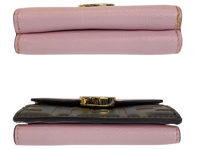 Fendi Zucca F Leather Folding Wallet Brown Pink - view 9
