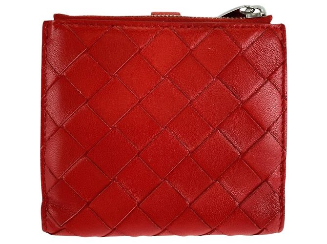 Cartera de cuero rojo con doble pliegue Bottega Veneta Roja - vista 2
