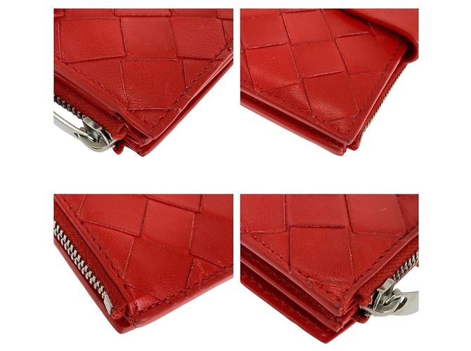 Cartera de cuero rojo con doble pliegue Bottega Veneta Roja - vista 3