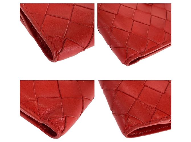 Cartera de cuero rojo con doble pliegue Bottega Veneta Roja - vista 4
