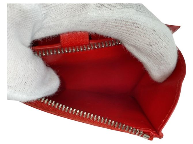 Cartera de cuero rojo con doble pliegue Bottega Veneta Roja - vista 8