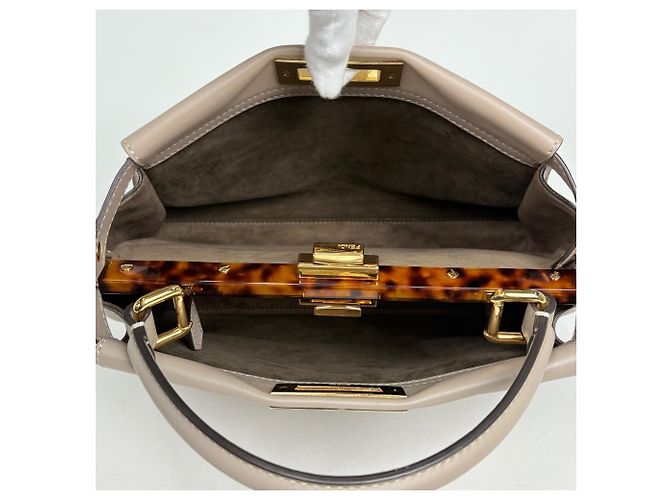 Borsa a mano in pelle Fendi Peekaboo Beige - vista 7