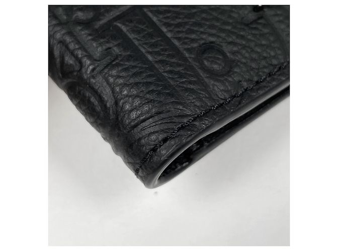Tarjetero plegable de cuero negro Christian Dior - vista 3