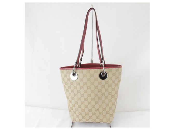 Sacola Tote Gucci em lona GG bege - vista 2