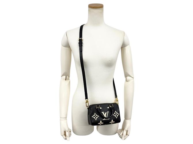 Borsa Louis Vuitton Nano Speedy Nero Multicolore Beige Monogramma - vista 10