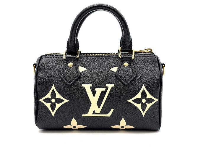 Borsa Louis Vuitton Nano Speedy Nero Multicolore Beige Monogramma - vista 3