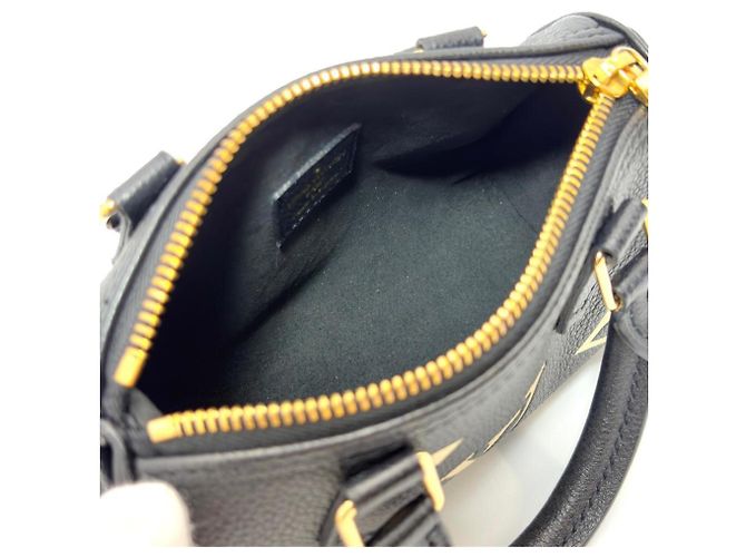 Borsa Louis Vuitton Nano Speedy Nero Multicolore Beige Monogramma - vista 5