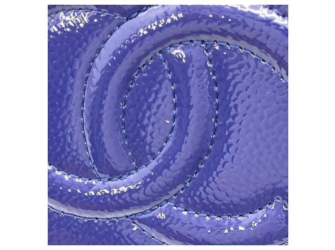 Chanel Coco Mark Rund Reißverschluss Leder Langgeldbörse Blau - Ansicht 3