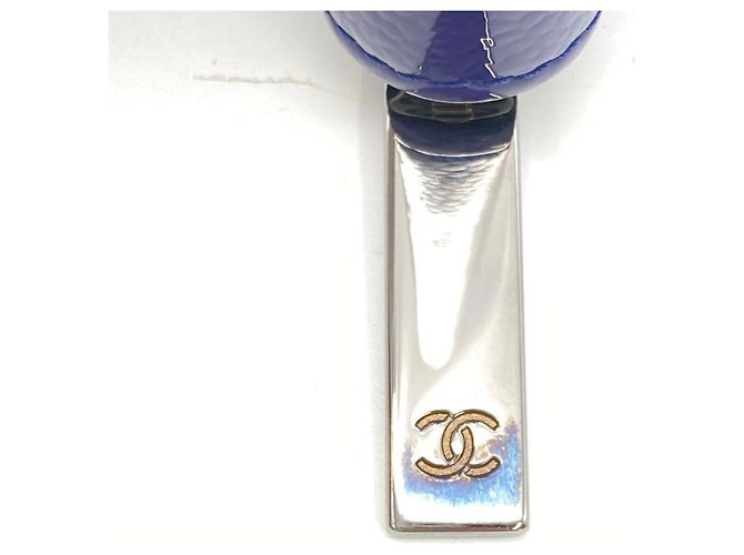 Chanel Coco Mark Rund Reißverschluss Leder Langgeldbörse Blau - Ansicht 5