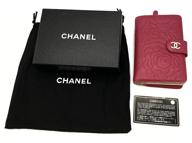 Chanel Coco Mark Camellia Bi-fold Wallet Schwarz Pink - Ansicht 13