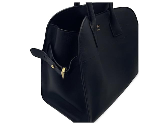 Borsa Tote in pelle nera Prada Nero - vista 6