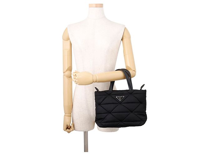 Borsa Tote Prada Small Padded Re-Nylon Nero - vista 4