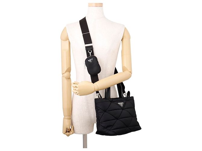 Borsa Tote Prada Small Padded Re-Nylon Nero - vista 5